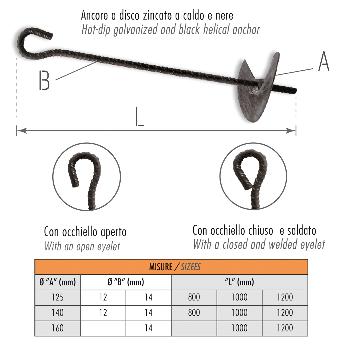 Hot-dip galvanized and black helical anchors